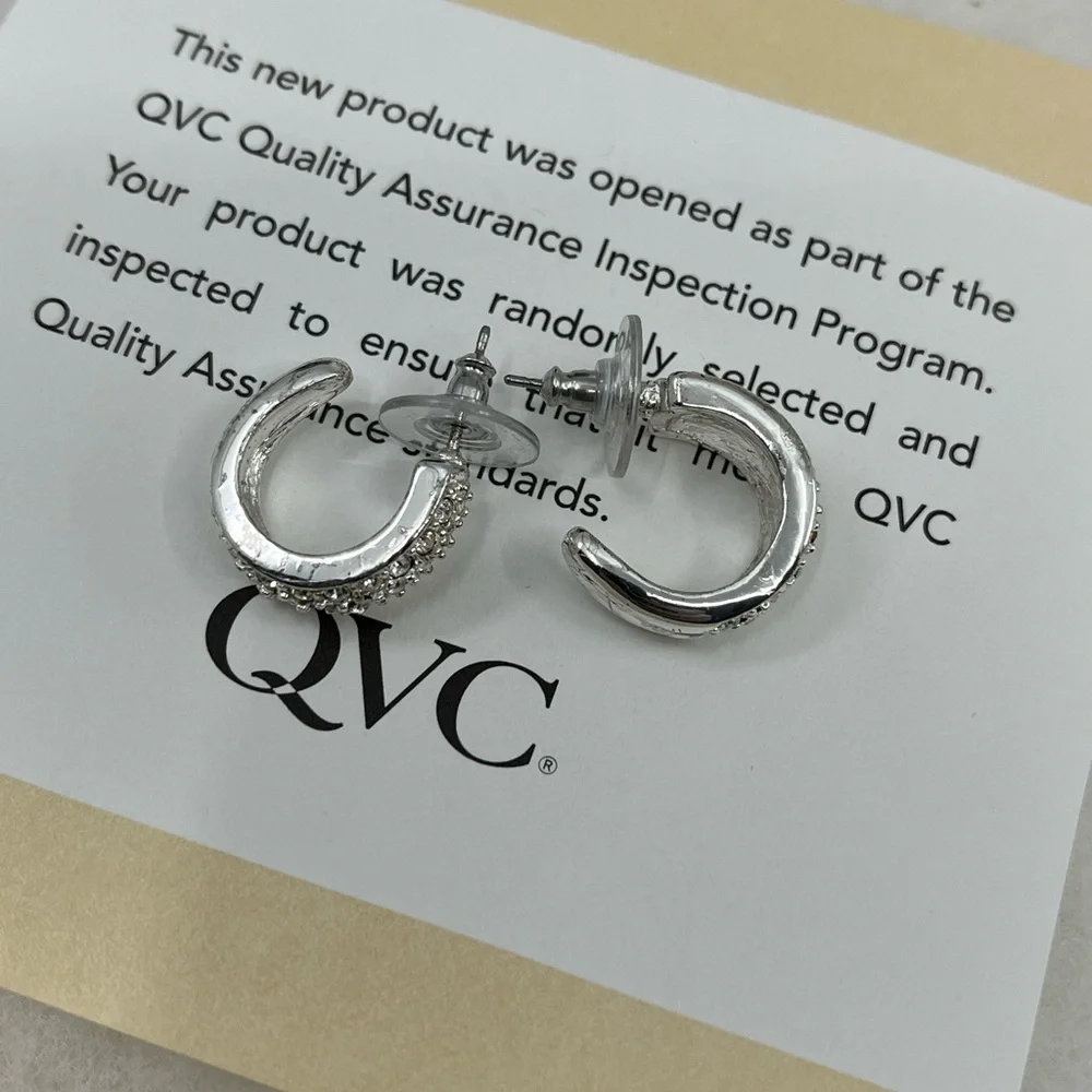 Vintage QVC Necklace & Earring Set – Silver-Tone with Crystal / CZ Accents